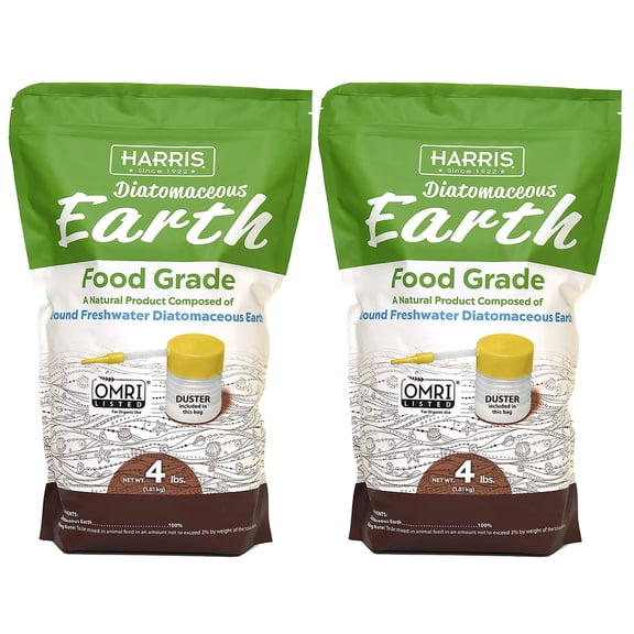 Harris Diatomaceous Earth Food Grade Kit Contains 2 Four Pound Bags With Powder Dusters
