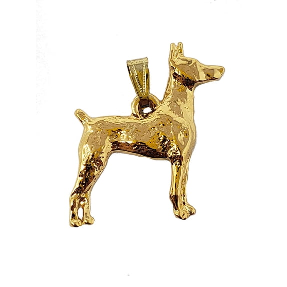 Harris Doberman Pinscher Dog 24k Gold Plated Pewter Pendant