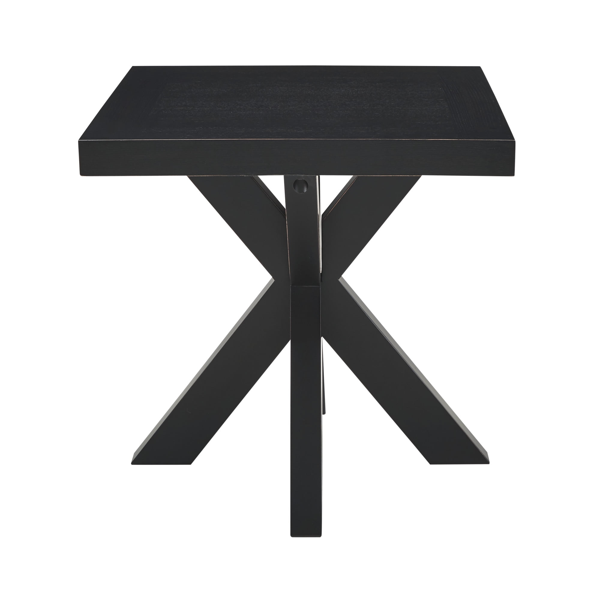 Transitional Black Wood 24" Square End Table