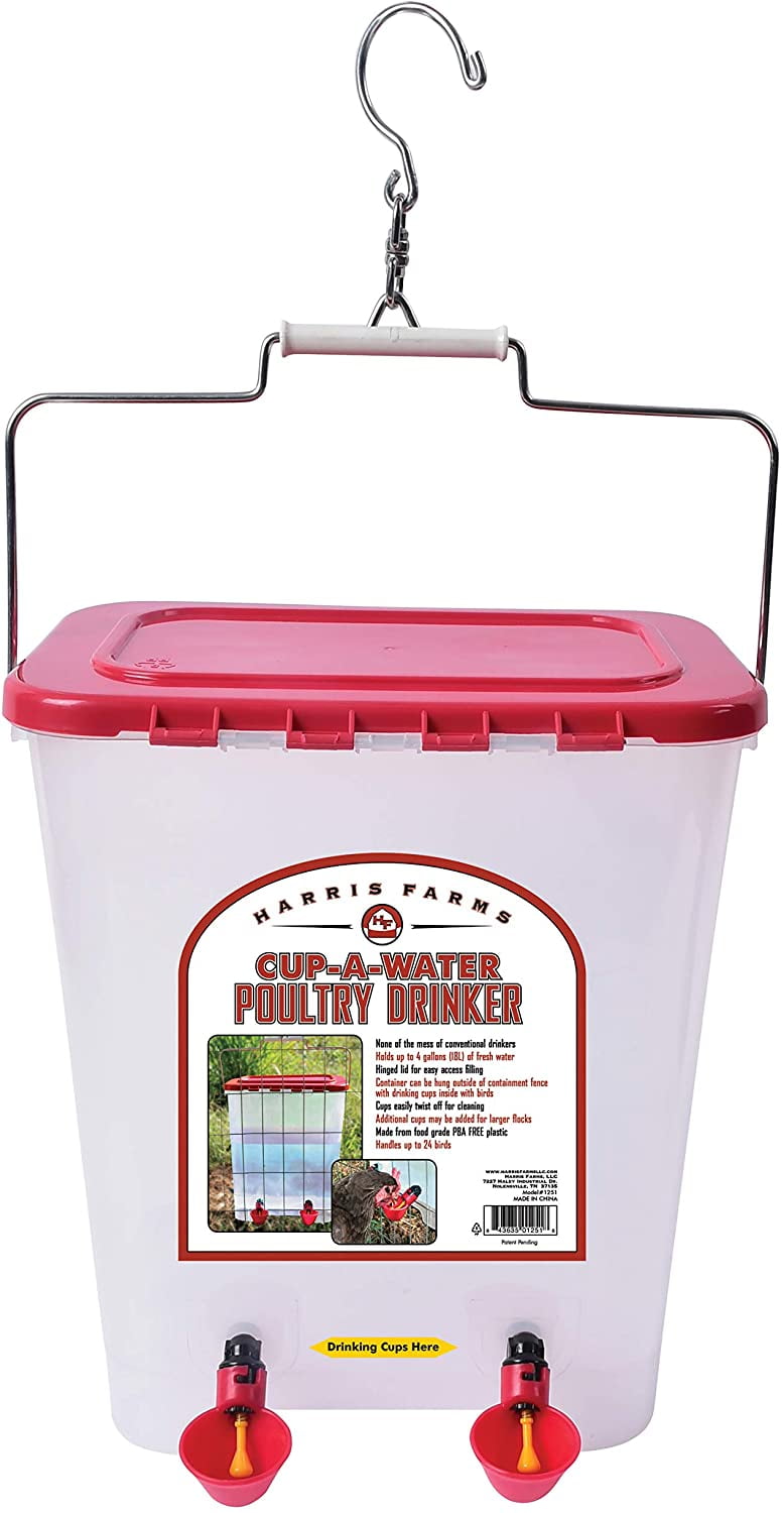 Harris Farms 1000310 Cup-A-Water, 4 Gallon Poultry Drinker
