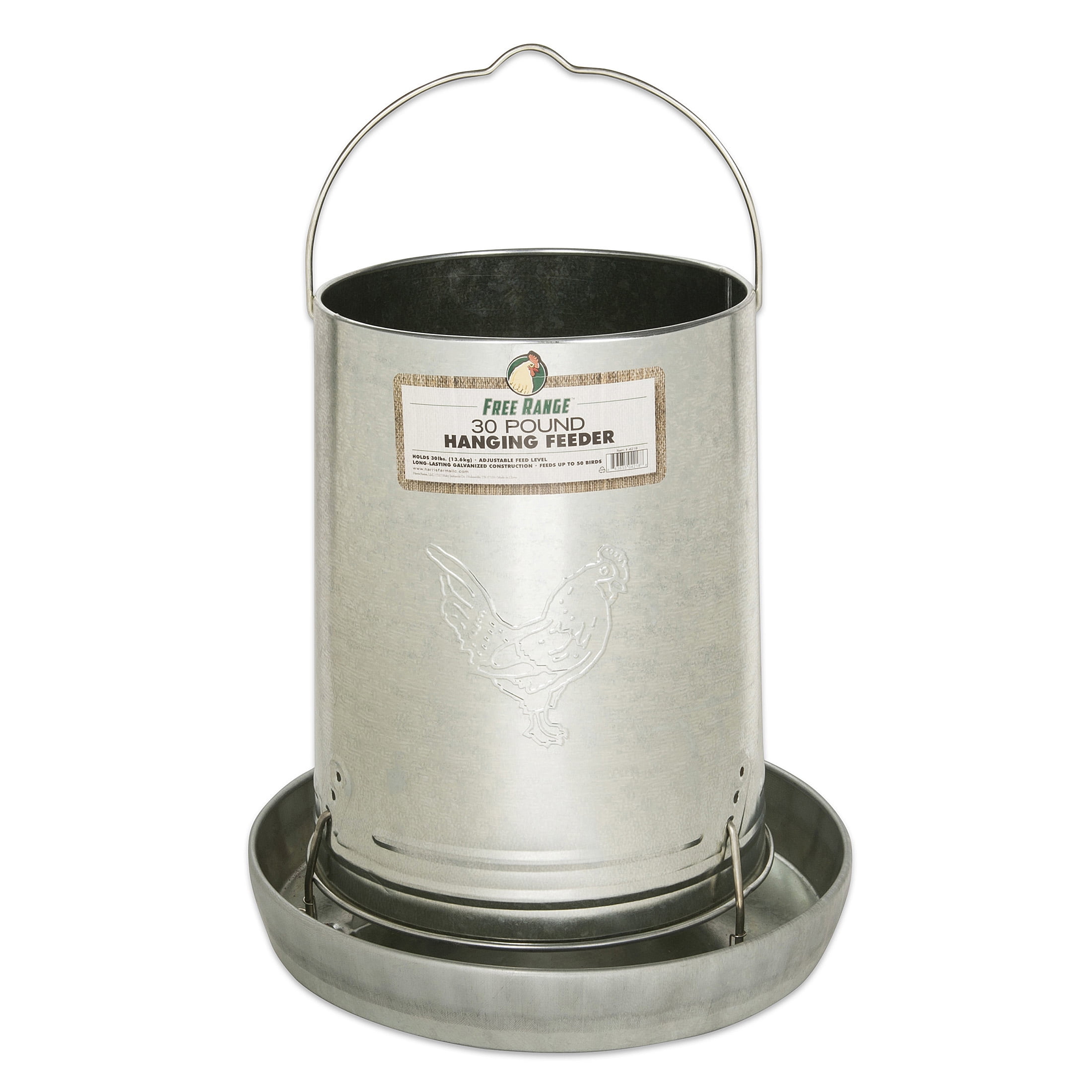 Galvanized Steel 30-Pound Hanging Poultry Feeder