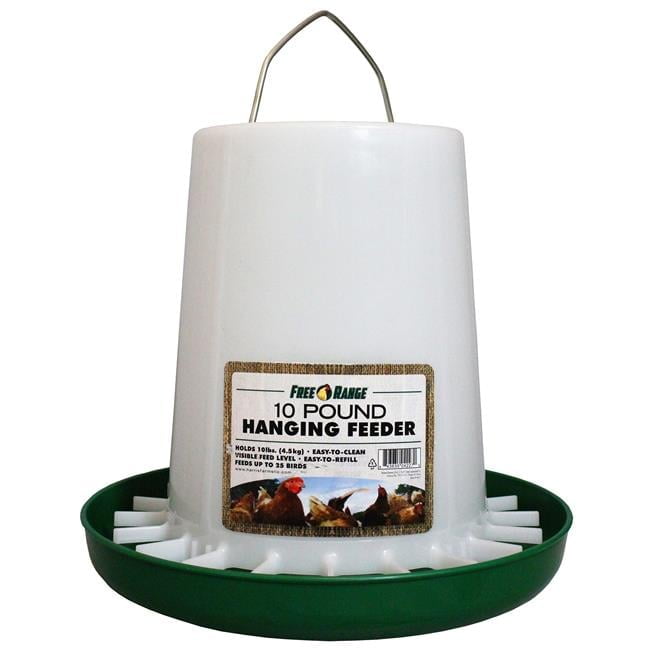 White and Green Plastic 10 lb Hanging Poultry Feeder