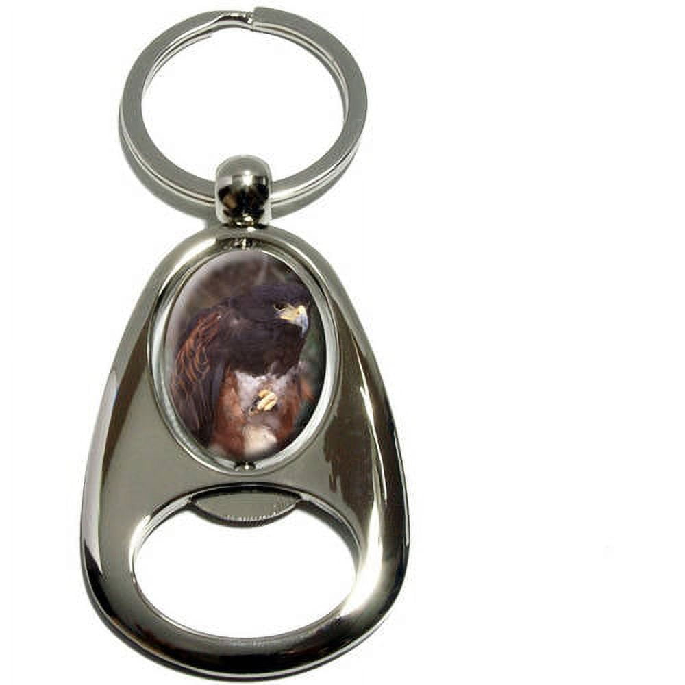 Harris Hawk Raptor, Chrome Plated Metal Spinning Oval Design Bottle