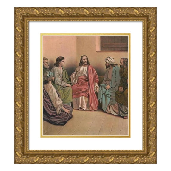 Harris, Jones & Co 12x13 Gold Ornate Wood Frame and Double Matted Museum Art Print Titled - Christ Comforting His Disciples (1891)
