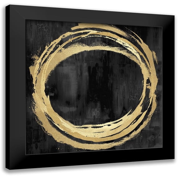 Harris, Natalie 12x12 Black Modern Framed Museum Art Print Titled - Circle Gold on Black II
