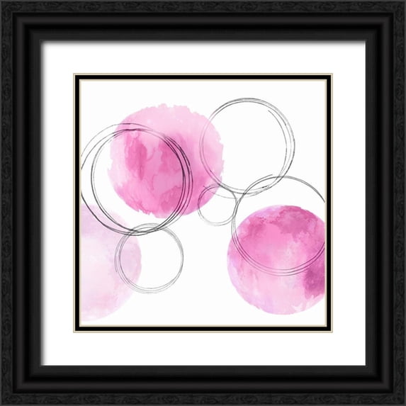Harris, Natalie 15x15 Black Ornate Wood Framed with Double Matting Museum Art Print Titled - Circular Pink II
