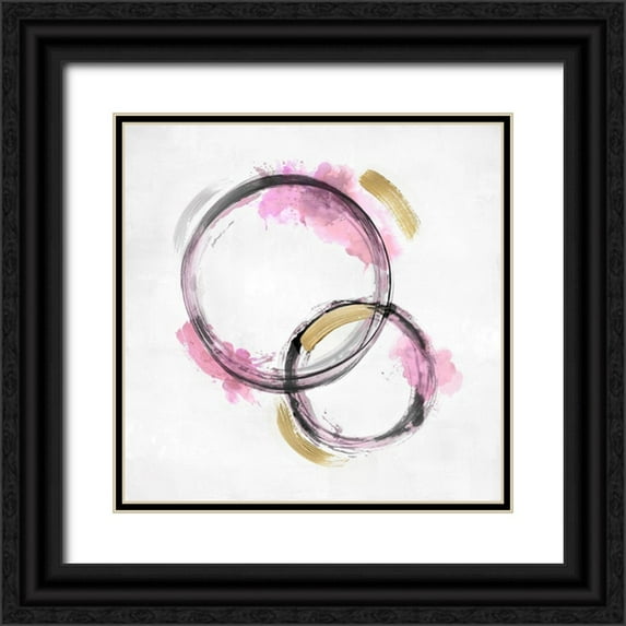 Harris, Natalie 20x20 Black Ornate Wood Framed with Double Matting Museum Art Print Titled - Circle Motion Pink II