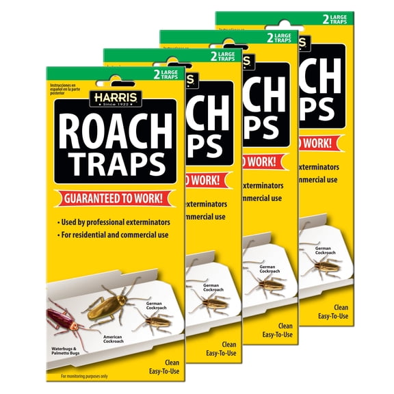 Harris Roach Traps 4 Packs of 2 Low Profile Design