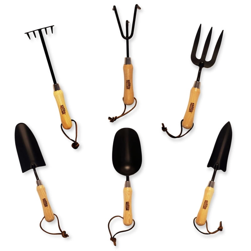Harris Seeds 6-Piece Garden Hand Tool Set with Trowel, Cultivator, Rake and Soil Scoop