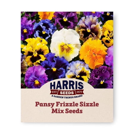Harris Seeds Frizzle Sizzle Mix F1 Pansy, Frilled Flower Garden Variety for Containers and Spring Beds, 250 Count