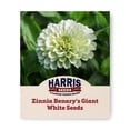 thumbnail image 1 of Harris Seeds Benary’s Giant White Zinnia, Tall Dahlia-Flowered Variety for Cut Flowers, 50 Count, 1 of 7