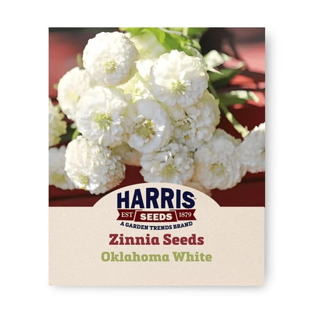 Harris Seeds Zinnia Oklahoma White, Compact Double White Cut Flower Variety, 250 Count