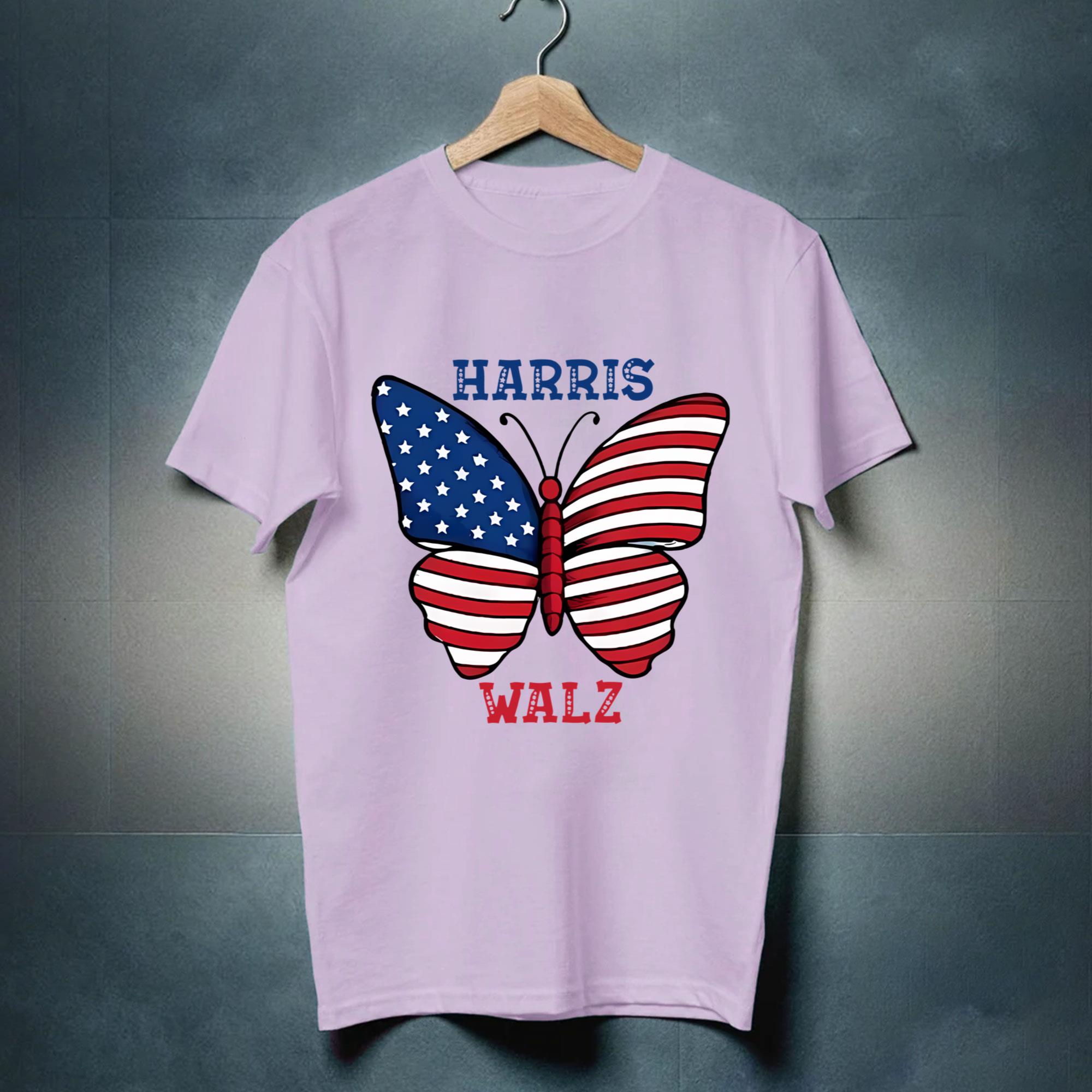 Harris Tim Walz 2024 Butterfly Usa Flag Shirt