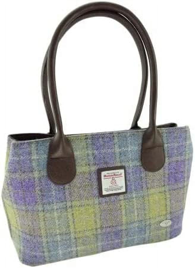Harris Tweed 'Cassley' Classic Handbag in Muted Lilac / Green by Glen Appin of Scotland