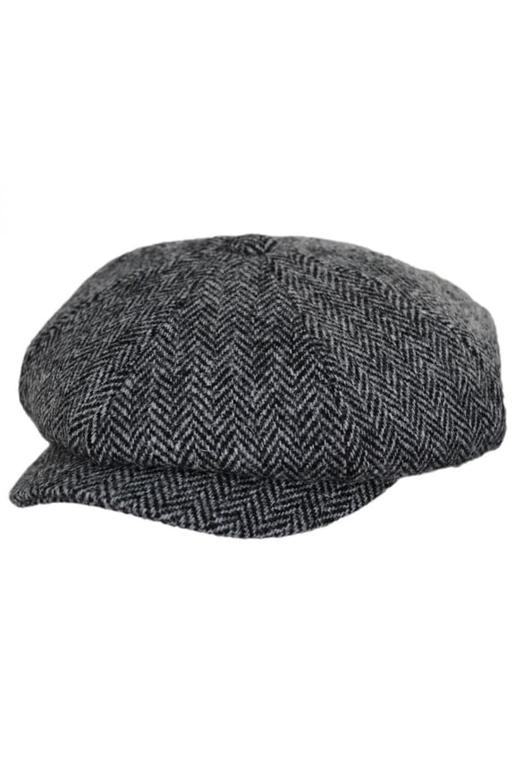 Harris Tweed Castlebay Wool Newsboy Cap - M - Black/Gray