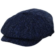 Harris Tweed Skye Wool Newsboy Cap - M - Blue/Black