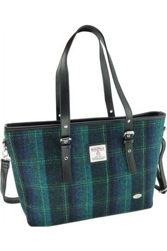 Harris Tweed 'Spey' Tote Bag in Blue with Turquoise Overcheck by Glen Appin of Scotland