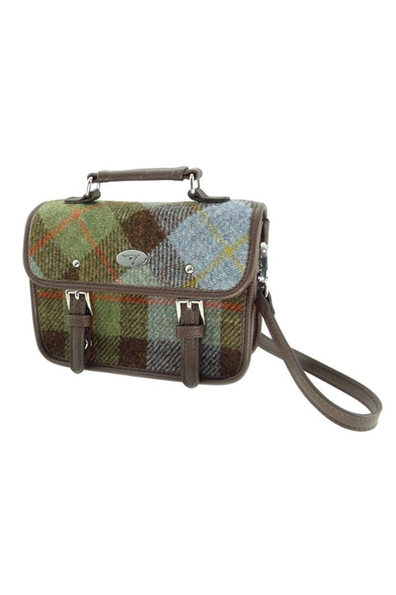 Harris Tweed Women's Mini Satchel Bag, Adjustable & Removable Shoulder Strap – Made in Scotland, MacLeod Tartan