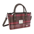 thumbnail image 1 of Harris Tweed Wool 'Brora' Small Tote Handbag for Women, Adjustable Shoulder Strap, Made in Scotland, Burgundy & Pink Stewart Tartan, 1 of 1