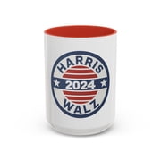 Harris Walz 2024 Election Retro Accent Coffee Mug 11, 15oz