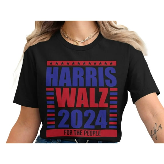 Harris Walz 2024 For The People Campaign T-Shirt (M, Black)