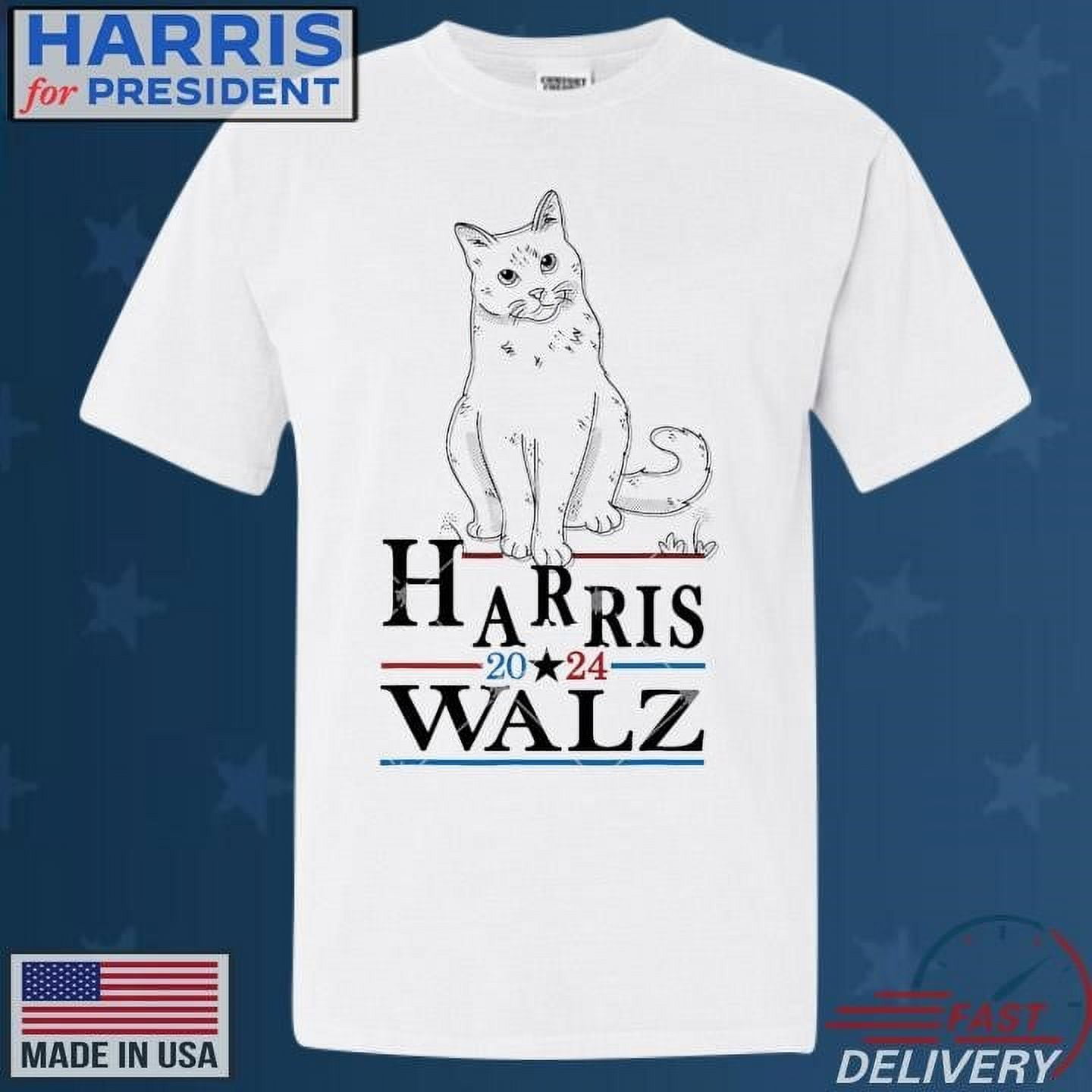 Harris Walz 2024 Funny Cat Kamala Harris Tim Walz T Shirt