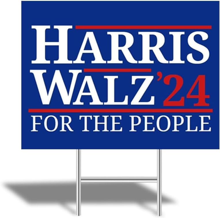 Harris Walz 2024 Large Yard Sign 24x18 Double Sided Print with HStake