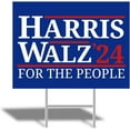 Harris Walz 2024 Large Yard Sign 24x18 Double Sided Print with HStake For The People and Blue
