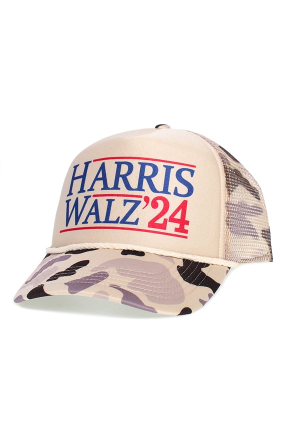 Harris Walz 2024 Presidential Campaign Hat Democrat Cap Adult Adjustable Tan/Camo