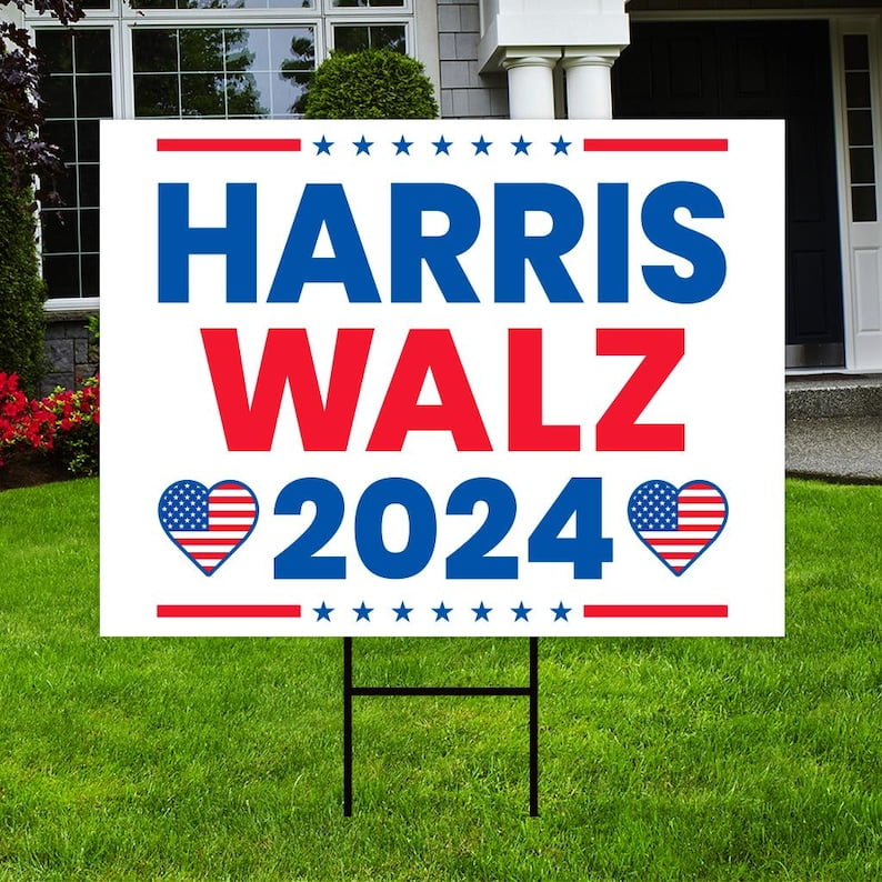 Harris Walz 2024 Yard Sign (24" x 18", Double Sided) Coroplast Kamal