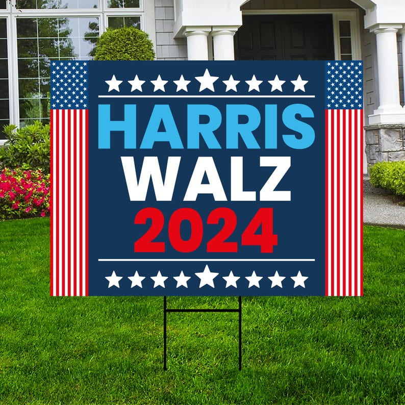 Harris Walz 2024 Yard Sign (24" x 18", Double Sided) Coroplast Kamal