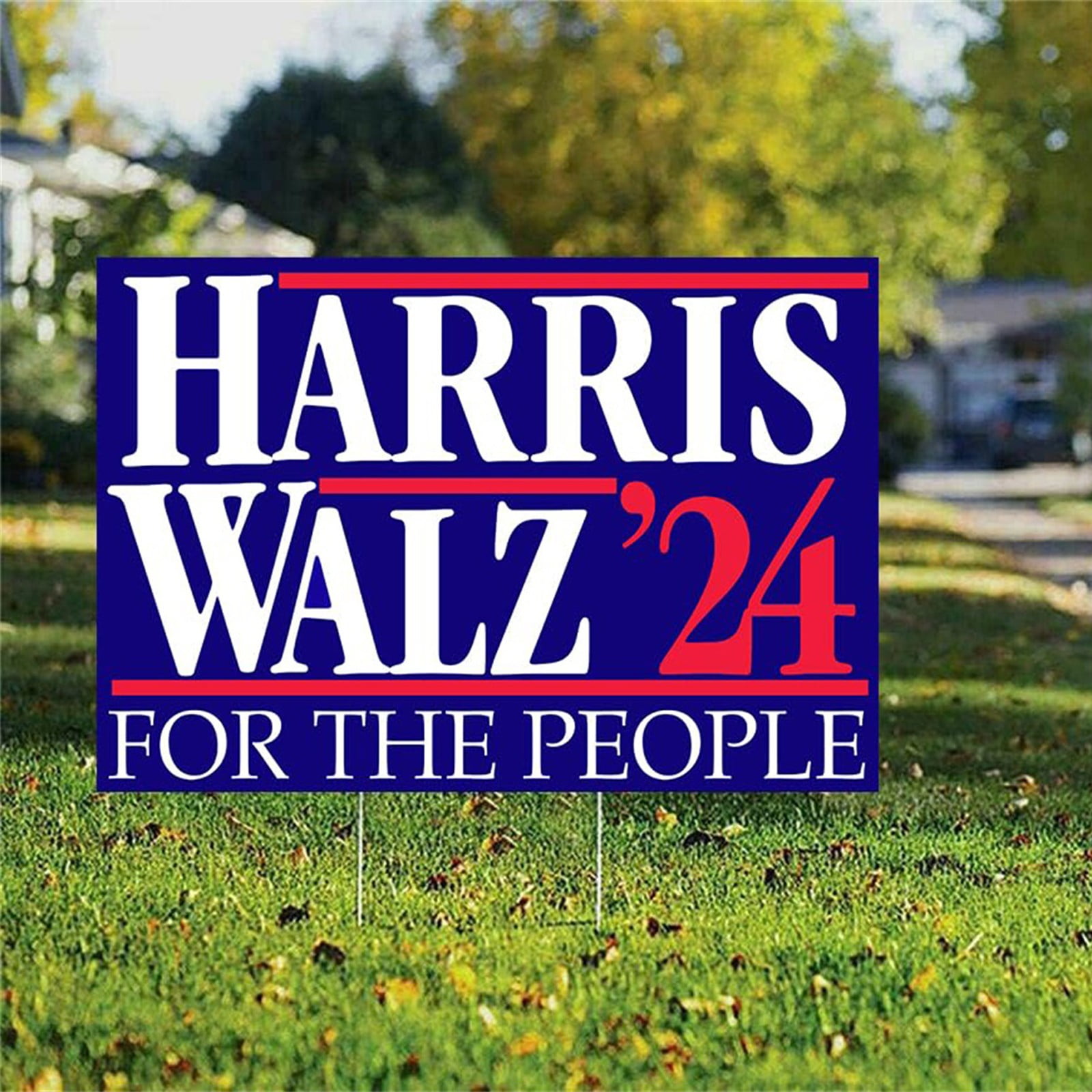 Harris Walz 2024 Yard Sign with HStakes Double Sided 18x12 Inch