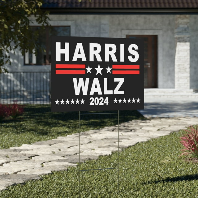 Harris Walz 2024 Yard Sign with H Stand Included Election Easy