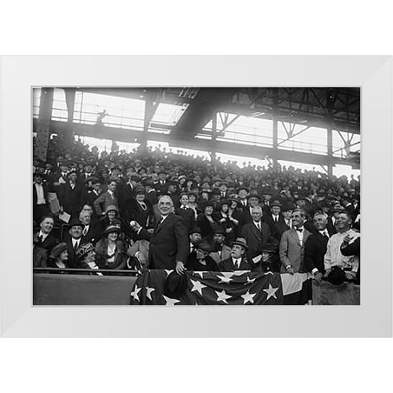 Harris and Ewing Collection 18x13 White Modern Wood Framed Museum Art Print Titled - President Harding at Baseball Game, Washington