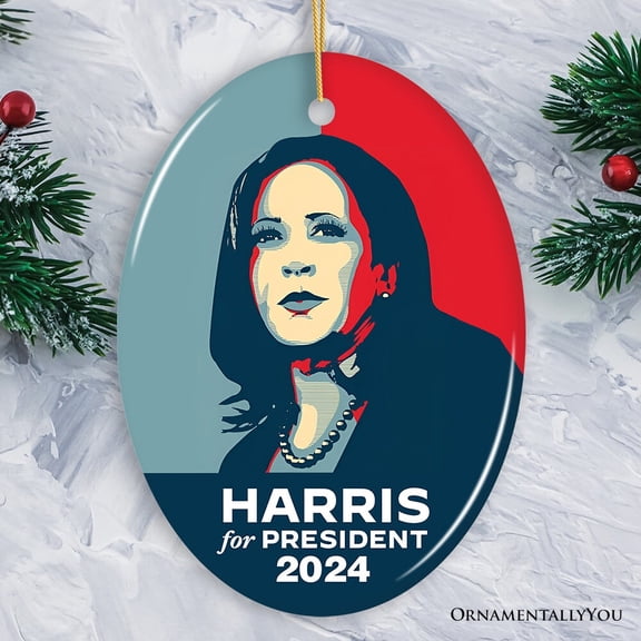 Harris for President 2024 Vintage Pop Art Ornament, Election Christmas Gift