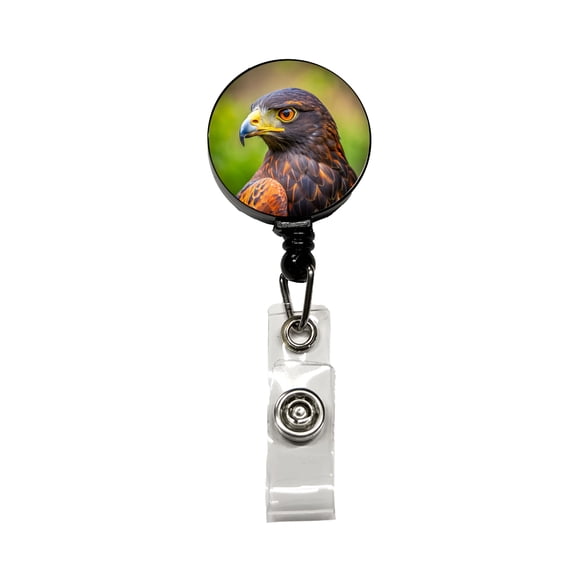 Harris's Hawk Raptor Bird Of Prey Retractable Reel ID Badge Key Card Name Tag Holder with Clip