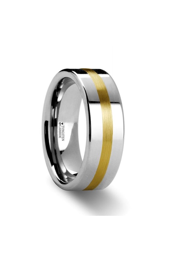 Harrisburg Gold Inlaid Flat Tungsten Ring
