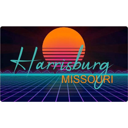 Harrisburg Missouri 4 X 2.25-Inch Vinyl Decal Stiker Retro Neon Design
