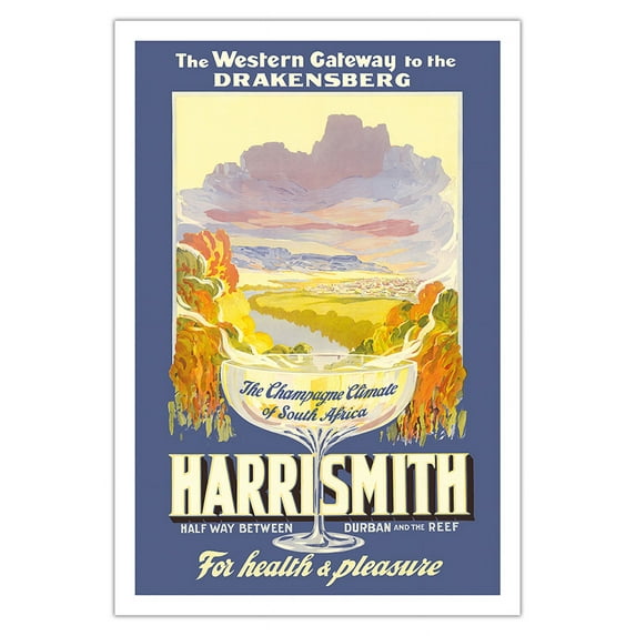 Harrismith South Africa - The Drakensberg (Mountains of Dragons) - Vintage Travel Poster c.1930s - Fine Art Matte Paper Print (Unframed) 30x44in