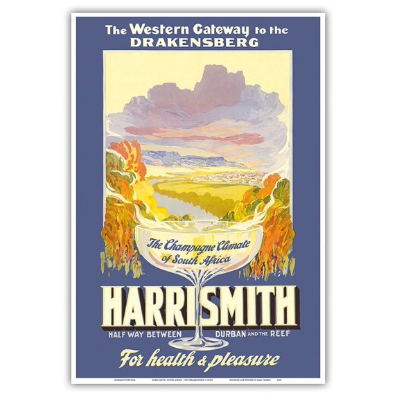 Harrismith South Africa - The Drakensberg (Mountains of Dragons) - Vintage Travel Poster c.1930s - Master Art Print (Unframed) 13in x 19in