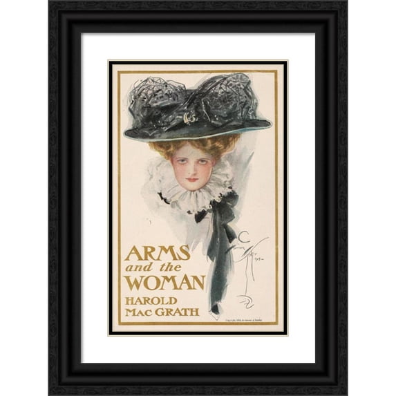 Harrison Fisher 17x24 Black Ornate Framed Double Matted Museum Art Print Titled: Arms and the Woman (1909)
