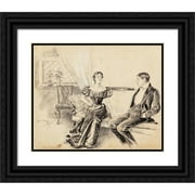 Harrison Fisher 18x15 Black Ornate Wood Framed Double Matted Museum Art Print Titled - A Couple in the Parlor (1897)