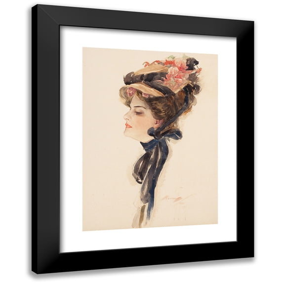 Harrison Fisher 18x24 Black Modern Framed Museum Art Print Titled - Under the Rose (1907)