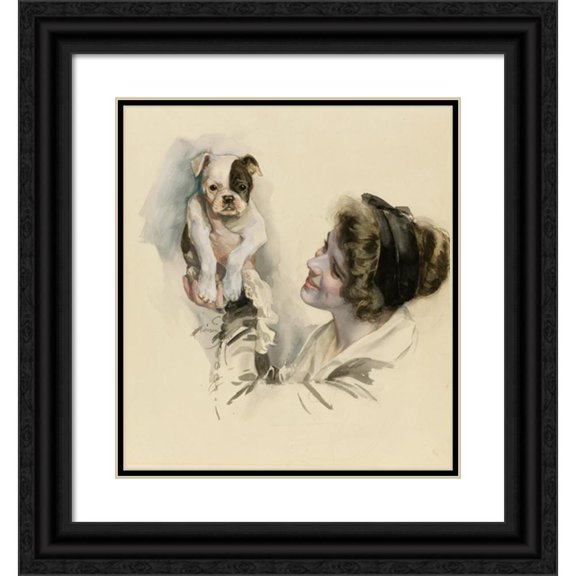 Harrison Fisher 20x22 Black Ornate Framed Double Matted Museum Art Print Titled: Smile Even if it Hurts (Prize Winners) (1913)