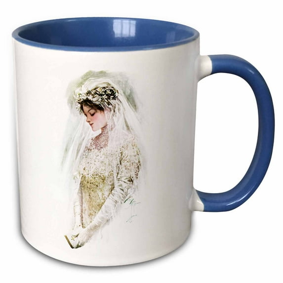 3drose, Harrison Fisher - the Bride, 11oz Two-tone Blue Mug