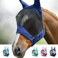 thumbnail image 1 of Harrison Howard CareMaster Pro Luminous Horse Fly Mask Standard with Ears UV Protection for Horse-Navy(M; Cob), 1 of 6