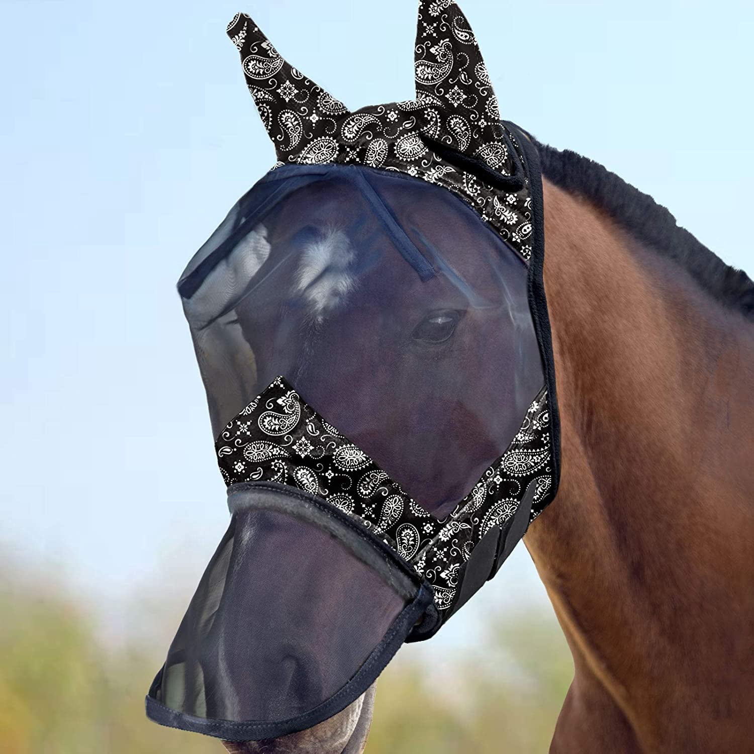 Fly Mask Harrison Howard LumiVista Horse Fly Mask Long Nose with Ears UV ...
