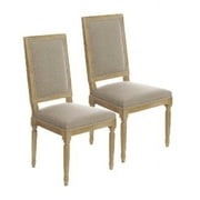Harrison Lane T22-2347 French Vintage 40" Tall Two Piece Oak Frame Linen Dining Chair Set