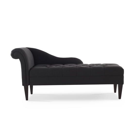 Harrison Tufted Roll Arm Chaise Lounge Jet Black