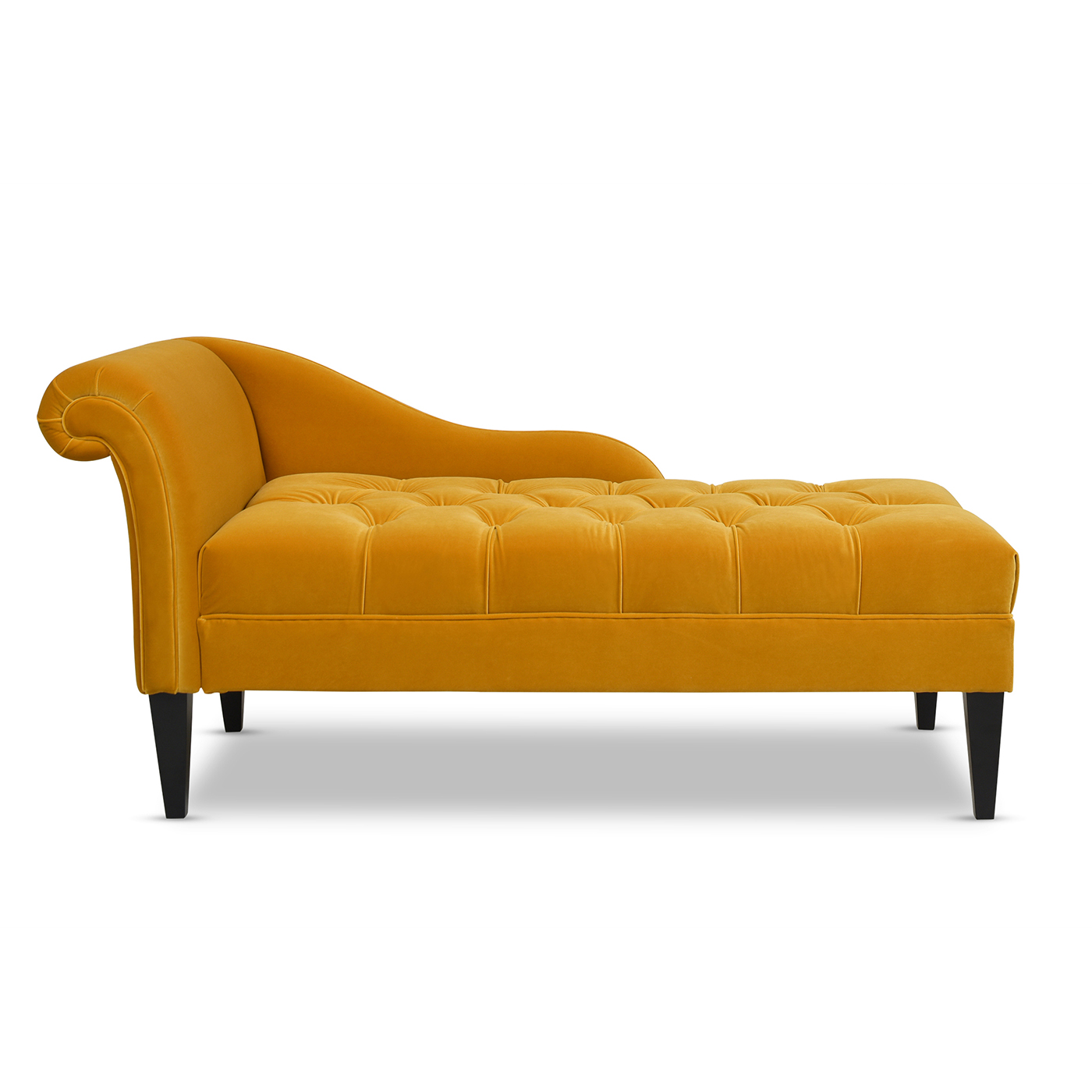 Harrison Tufted Roll Arm Chaise Lounge, Rich Yellow